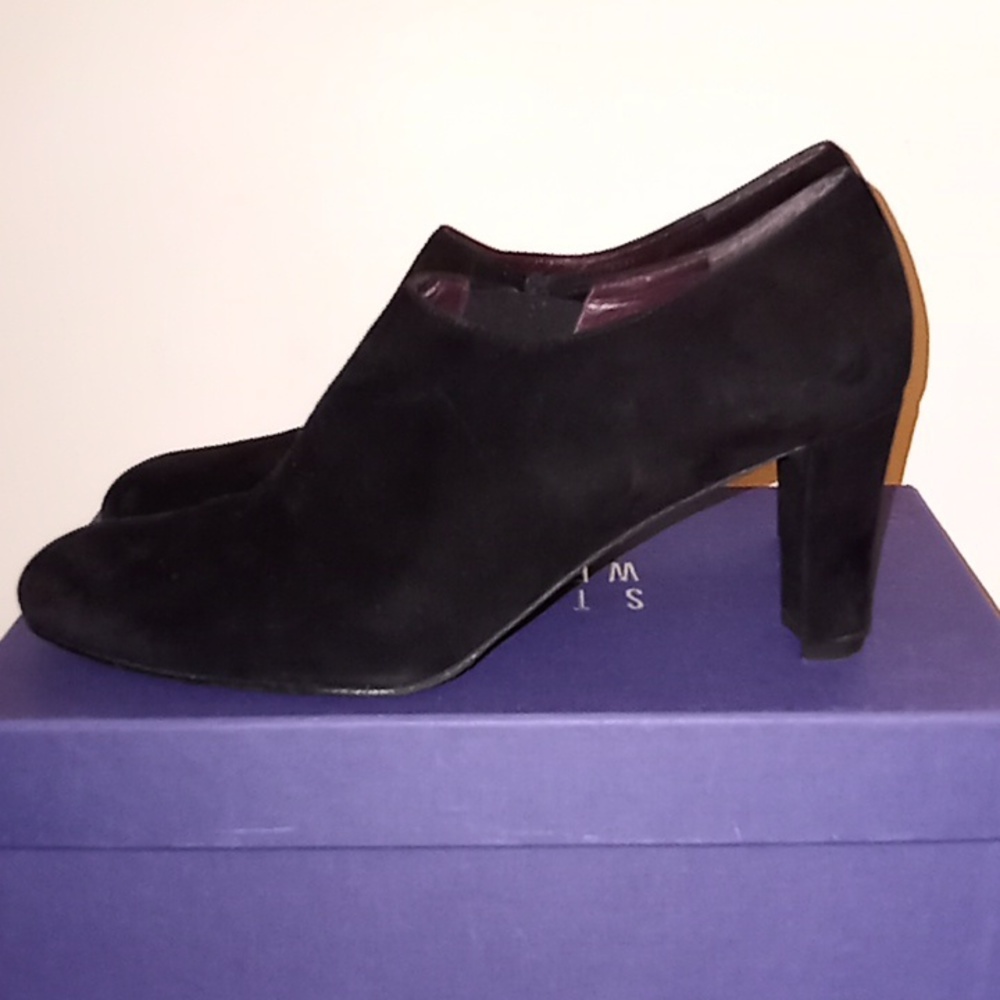 Stuart Weitzman Unique Black Suede Ankle Boots Sz. 9 w/Dust Bag & Box